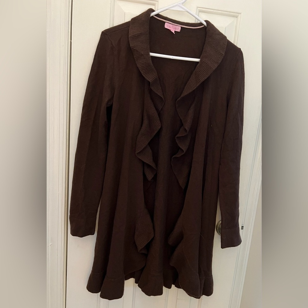Lilly Pulitzer Chocolate Ruffled Cardigan
